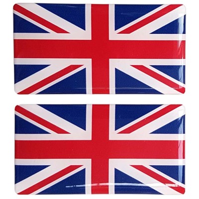 Union Jack British Flag Sticker Decal Badge 3d Resin Gel Domed 2 Pack 75mm x 40mm