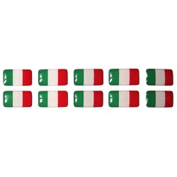 Italy Italian il Tricolore Flag Sticker Decal Badge 3d Resin Gel Domed 10 Pack 14mm x 8mm