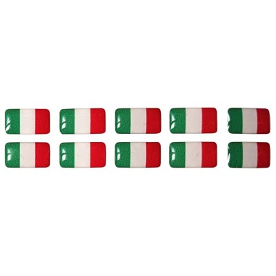 Italy Italian il Tricolore Flag Sticker Decal Badge 3d Resin Gel Domed 10 Pack 14mm x 8mm