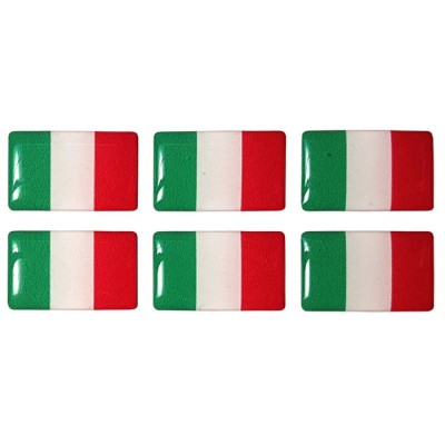 Italy Italian il Tricolore Flag Sticker Decal Badge 3d Resin Gel Domed 6 Pack 26mm x 16mm