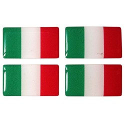 Italy Italian il Tricolore Flag Sticker Decal Badge 3d Resin Gel Domed 4 Pack 35mm x 20mm