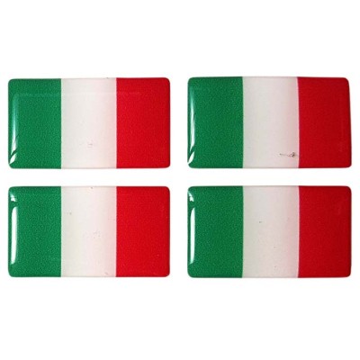 Italy Italian il Tricolore Flag Sticker Decal Badge 3d Resin Gel Domed 4 Pack 35mm x 20mm