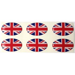 Union Jack British Mini Oval Flag Sticker Decal Badge 3d Resin Gel Domed 6 Pack 25mm x 15mm