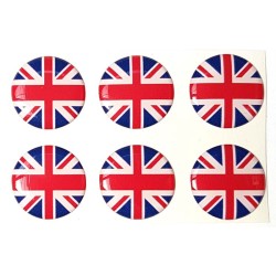 Union Jack British Flag Round Sticker Decal Badge 3d Resin Gel Domed 6 Pack 20mm