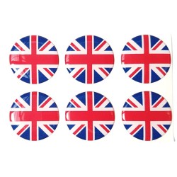 Union Jack British Flag Round Sticker Decal Badge 3d Resin Gel Domed 6 Pack 30mm