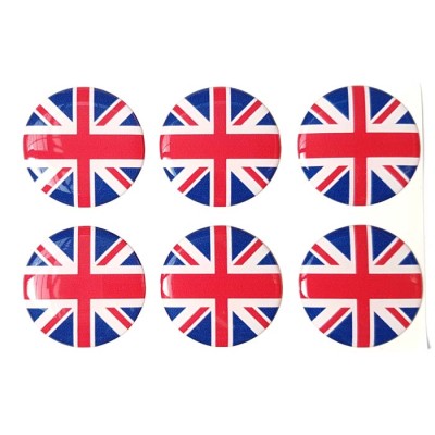 Union Jack British Flag Round Sticker Decal Badge 3d Resin Gel Domed 6 Pack 30mm