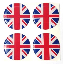 Union Jack British Flag Round Sticker Decal Badge 3d Resin Gel Domed 4 Pack 40mm