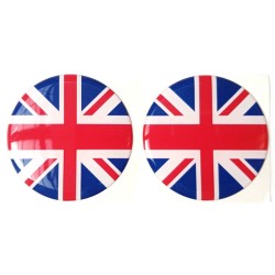 Union Jack British Flag Round Sticker Decal Badge 3d Resin Gel Domed 2 Pack 50mm