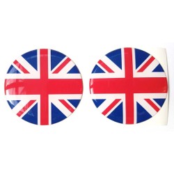 Union Jack British Flag Round Sticker Decal Badge 3d Resin Gel Domed 2 Pack 60mm