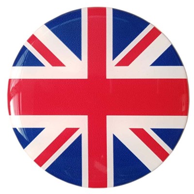 Union Jack British Flag Round Sticker Decal Badge 3d Resin Gel Domed 75mm