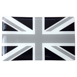 Union Jack British Flag Black & White Sticker Decal Badge 3d Resin Gel Domed 1 Pack 104mm x 64mm