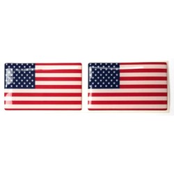 USA American Flag Sticker Decal Badge 3d Resin Gel Domed 2 Pack 52mm x 32mm