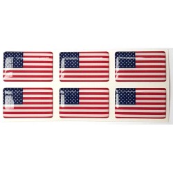 USA American Flag Sticker Decal Badge 3d Resin Gel Domed 6 Pack 26mm x 16mm