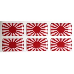 Japan Rising Sun Flag Sticker Decal Badge 3d Resin Gel Domed 6 Pack 26mm x 16mm