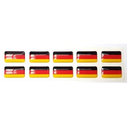 Germany German Deutschland Flag Sticker Decal Badge Resin Coated 3d Gel Domed 10 Pack 14mm x 8mm