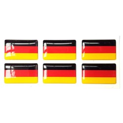 Germany German Deutschland Flag Sticker Decal Badge 3d Resin Gel Domed 6 Pack 26mm x 16mm