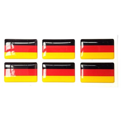 Germany German Deutschland Flag Sticker Decal Badge 3d Resin Gel Domed 6 Pack 26mm x 16mm