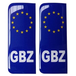 Gibraltar Number Plate Blue Sticker Decal Badge GBZ EU Euro Stars 3d Resin Gel Domed