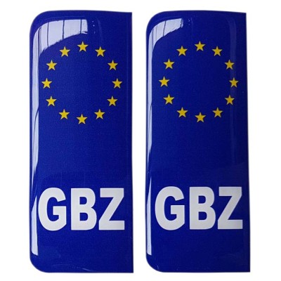 Gibraltar Number Plate Blue Sticker Decal Badge GBZ EU Euro Stars 3d Resin Gel Domed