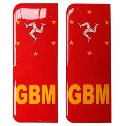 Isle of Man Number Plate Sticker Decal Manx GBM Flag Badge 3d Resin Gel Domed