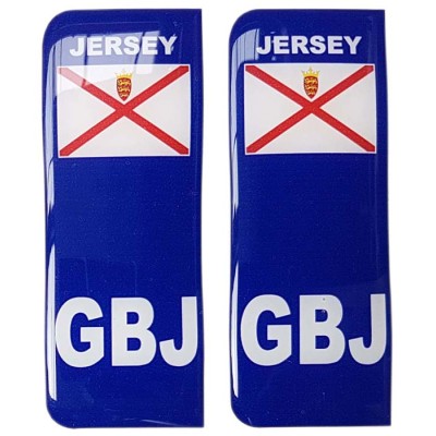 Jersey Number Plate Sticker Decal Badge GBJ Bailiwick of Jersey Flag 3d Resin Gel Domed