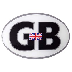 GB Car Sticker Decal Badge Oval Black & White Union Jack Flag Resin Gel 3D Domed (Medium)
