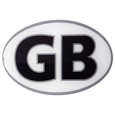 GB Car Sticker Decal Badge Oval Black & White Great Britain Resin Gel 3D Domed (Medium)
