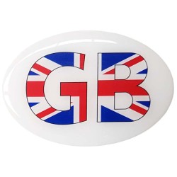 GB Car Sticker Decal Badge Oval Union Jack Great Britain Flag Resin Gel 3D Domed (Medium)