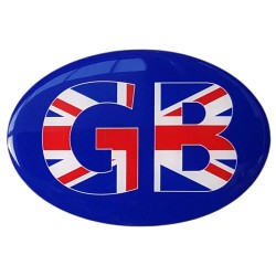 GB Car Sticker Decal Badge Blue Oval Union Jack Great Britain Flag Resin Gel 3D Domed (Medium)