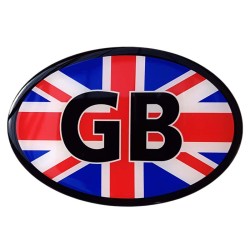 GB Car Sticker Decal Badge Oval Union Jack Great Britain Flag Resin Gel 3D Domed (Medium)