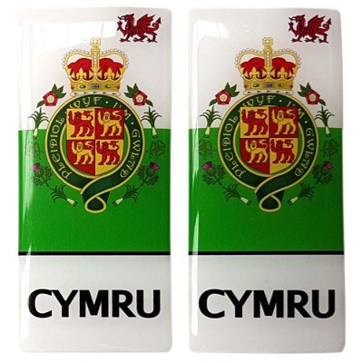 Wales Number Plate Sticker Decal Badge Cymru Welsh Coat of Arms 3d Resin Gel Domed