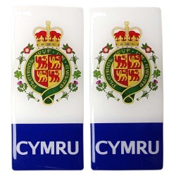 Wales Number Plate Sticker Decal Badge Welsh Cymru Coat of Arms 3d Resin Gel Domed