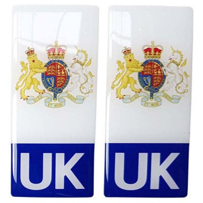 UK Number Plate Sticker Decal Badge United Kingdom Coat of Arms Crest 3d Resin Gel Domed