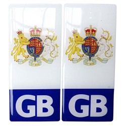 GB Number Plate Sticker Decal Badge Great Britain Coat of Arms Crest 3d Resin Gel Domed
