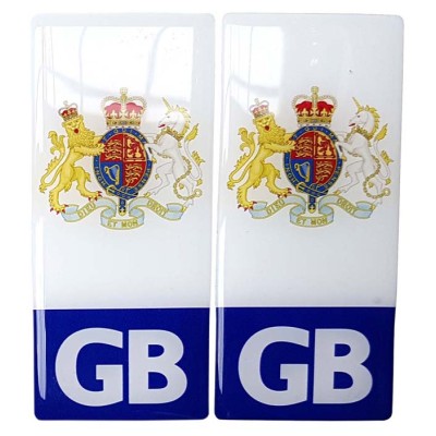 GB Number Plate Sticker Decal Badge Great Britain Coat of Arms Crest 3d Resin Gel Domed