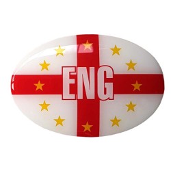 England Car Sticker Decal Badge Oval ENG St. George Flag EU Euro Stars Resin Gel 3D Domed (Medium)