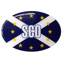 Scotland Car Sticker Decal Badge Oval SCO Saltire Flag EU Euro Stars Resin Gel 3D Domed (Medium)