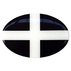 Cornwall Car Sticker Decal Badge Oval St. Piran Cornish Kernow Flag Resin Gel 3D Domed Medium