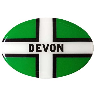Devon Car Sticker Badge Decal Oval St. Petroc Flag Resin Gel 3D Domed Medium