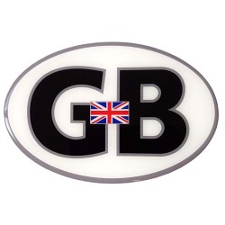 GB Car Sticker Decal Badge Oval Black & White Union Jack Flag Resin Gel 3D Domed (Large)