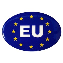 EU Car Sticker Decal Badge Oval Euro Stars Resin Gel 3D Domed (Large)