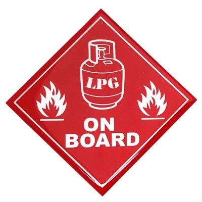 LPG Fuel On Board Sticker Decal Red Diamond Badge Resin Gel 3D Domed