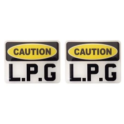 LPG Fuel On Board Caution Sticker Decal Badge Resin Gel 3D Domed 2 Pack