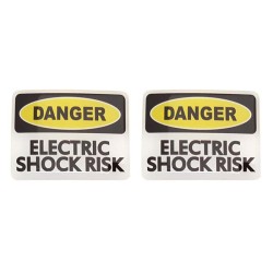 Danger Electric Shock Risk Sticker Decal Badge Resin Gel 3D Domed 2 Pack
