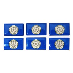 Yorkshire County Flag White Rose Sticker Decal Badge 3d Resin Gel Domed 6 Pack 26mm x 16mm