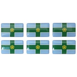 Derbyshire County Flag Sticker Decal Badge 3d Resin Gel Domed 6 Pack 26mm x 16mm