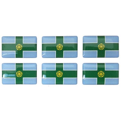 Derbyshire County Flag Sticker Decal Badge 3d Resin Gel Domed 6 Pack 26mm x 16mm
