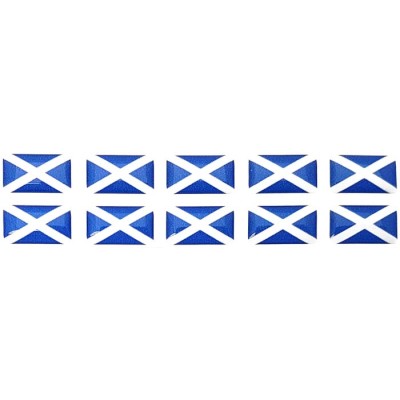 Scotland Scottish Saltire Flag Sticker Decal Badge 3d Resin Gel Domed 10 Pack 14mm x 8mm