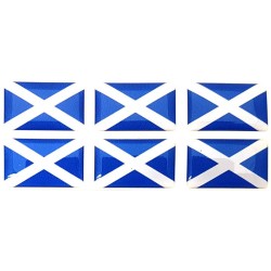 Scotland Scottish Saltire Flag Sticker Decal Badge 3d Resin Gel Domed 6 Pack 26mm x 16mm