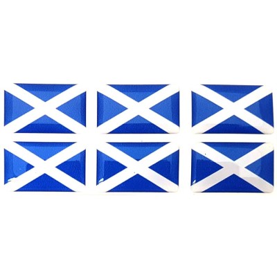 Scotland Scottish Saltire Flag Sticker Decal Badge 3d Resin Gel Domed 6 Pack 26mm x 16mm